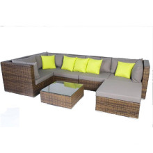 Brown Rattan Salão Jardim Lounge Sofá Set